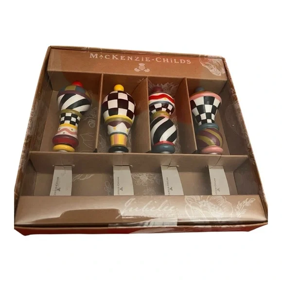 MacKenzie-Childs NIB whimsical, stainless and dolomite Jubilee Spreaders, Set/4 - Picture 9 of 9
